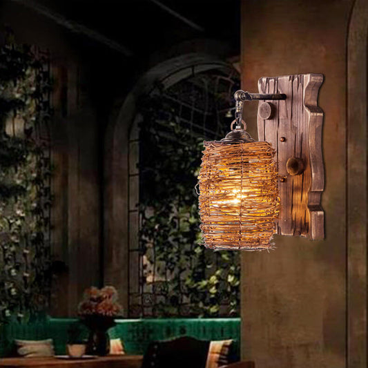 Original Cylinder Shade Antique 1-Light Wall Sconce Lamp