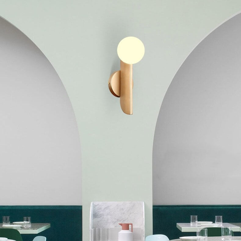 Gold Patchwork Glass Globe 1-Light LED Wall Sconce Lamp