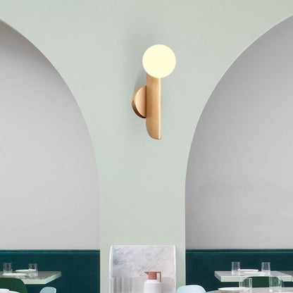 Gold Patchwork Glass Globe 1-Light LED Wall Sconce Lamp