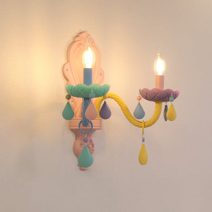 Iron Crystal Macaron Candelabra 2-Light Wall Sconce Lamp