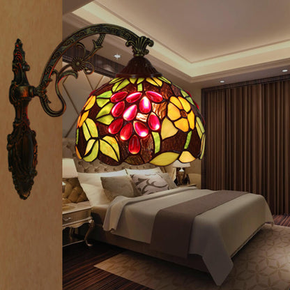 Tiffany Stained Glass Grape 1-Light Wall Sconce Lamp