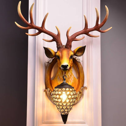 Vintage Antler Fruits Shade Resin 1-Light Wall Sconce Lamp