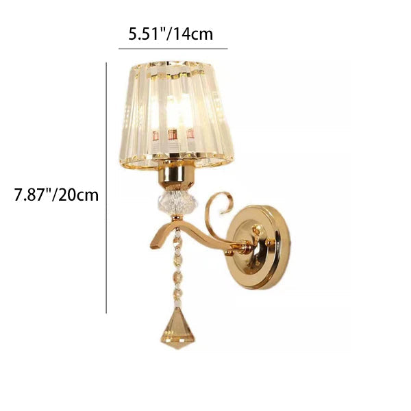 Luxury Iron Crystal Cone 1-Light Wall Sconce Lamp