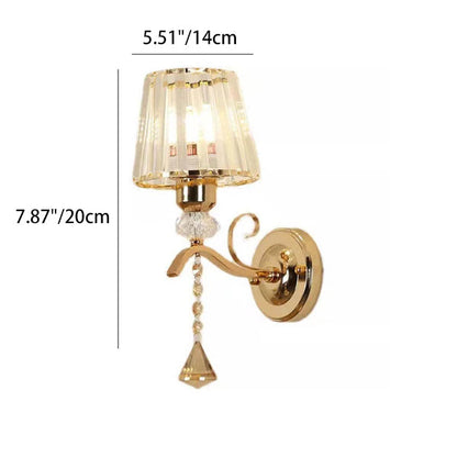 Luxury Iron Crystal Cone 1-Light Wall Sconce Lamp