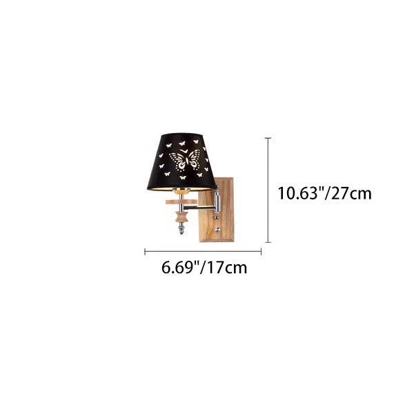 Iron Pine Wood Butterfly Cone 1/2 Light Wall Sconce Lamp