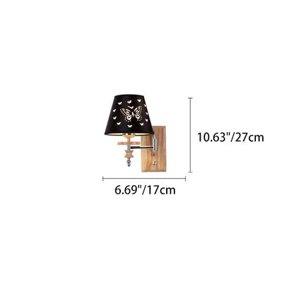 Iron Pine Wood Butterfly Cone 1/2 Light Wall Sconce Lamp