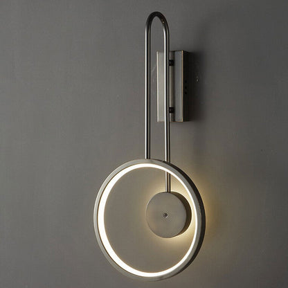 Light Full Copper Circle Curved Arm LED Wall Sconce Lamp