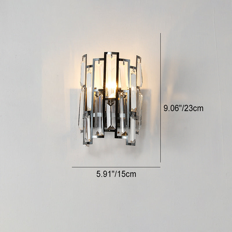 Half Stainless Steel Crystal 1-Light Wall Sconce Lamp
