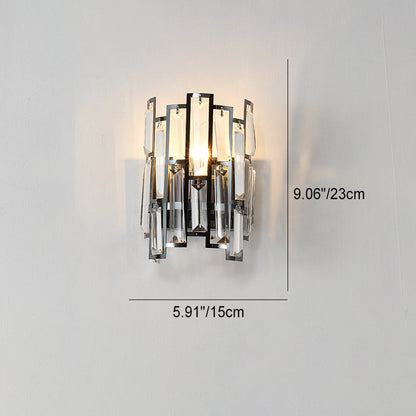 Half Stainless Steel Crystal 1-Light Wall Sconce Lamp