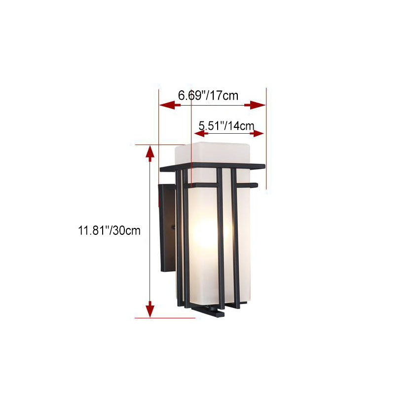 Chinese Glass Lampshade 1-Light Outdoor Wall Sconce Lamp