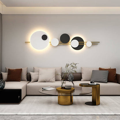 Round Iron Faux Leather LED Decorative Wall Mural Lamp