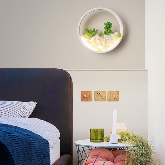 Modern Creative Round Plant 1-Light LED Wall Sconce Lamp