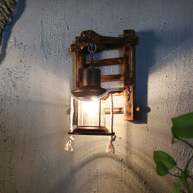Kerosene Bamboo Weaving Base 1-Light Wall Sconce Lamp