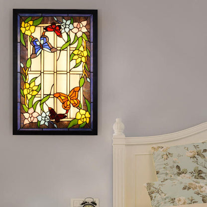 Tiffany Glass Rectangular LED Decorative Mural Wall Light
