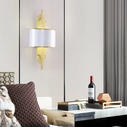 Modern Fabric Hardware Column 2-Light Wall Sconce Lamp