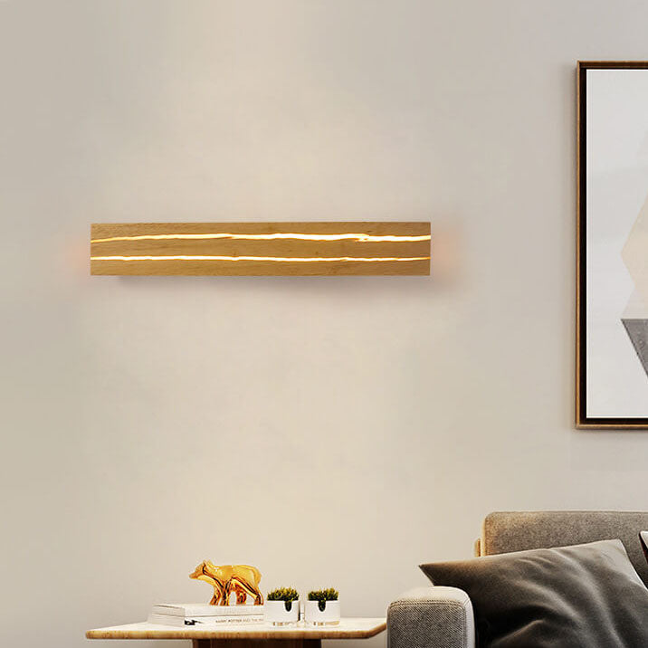 Creative Crackle Wood Rectangular LED Wall Sconce Lamp