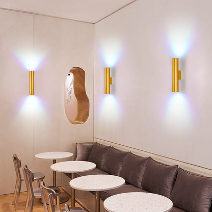 Simple Aluminum Cylindrical 2-Light LED Wall Sconce