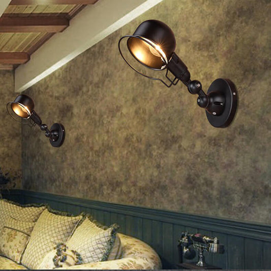 Iron Dome Shade Rotatable 1-Light Wall Sconce Lamp