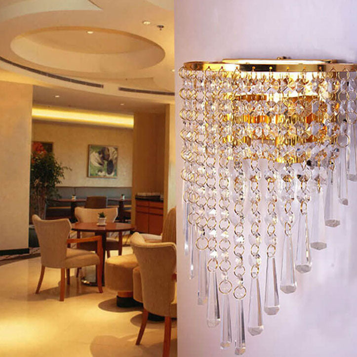 Modern Luxury Crystal Tassel 2-Light Wall Sconce Lamp