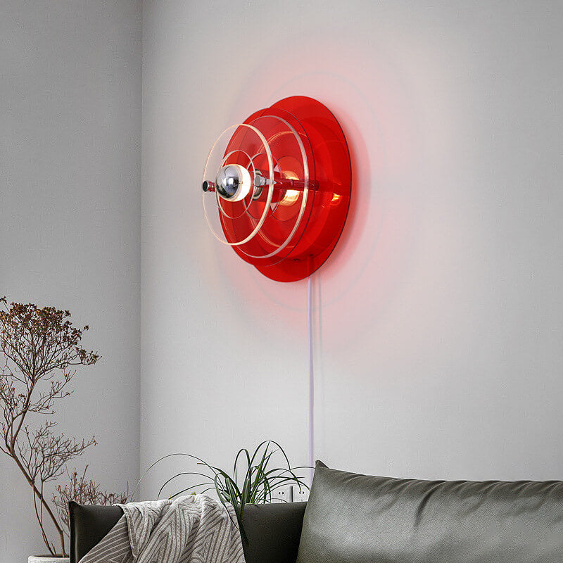 Stained Round Light Shadow Acrylic 1-Light Wall Sconce Lamp