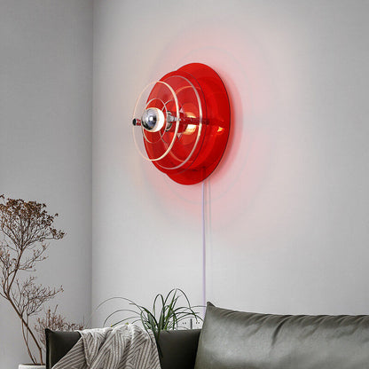Stained Round Light Shadow Acrylic 1-Light Wall Sconce Lamp