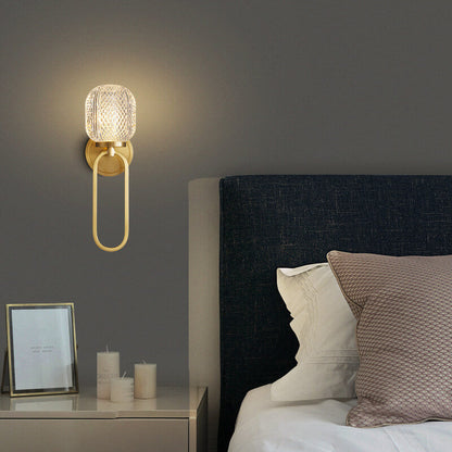 Luxury Crystal Brass Hanging Ring 1-Light Wall Sconce Lamp