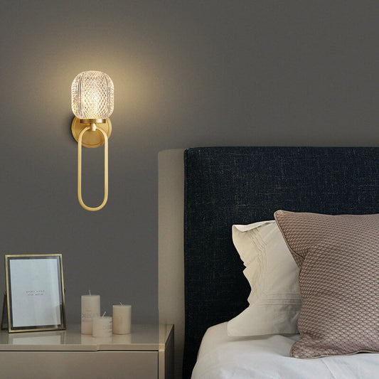 Luxury Crystal Brass Hanging Ring 1-Light Wall Sconce Lamp