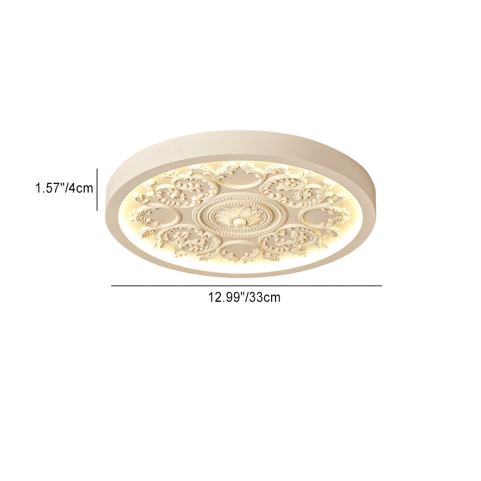 Modern Minimalist Carved Iron Resin LED Flush Mount Light