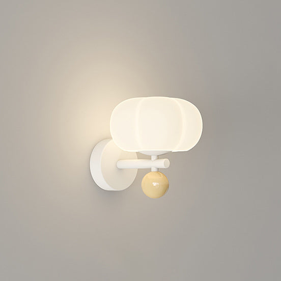 Nordic Cream Pumpkin PE Shade Iron 1-Light Wall Sconce Lamp