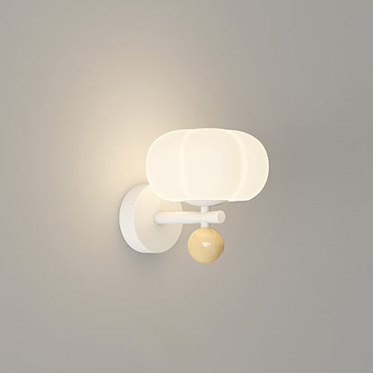 Nordic Cream Pumpkin PE Shade Iron 1-Light Wall Sconce Lamp
