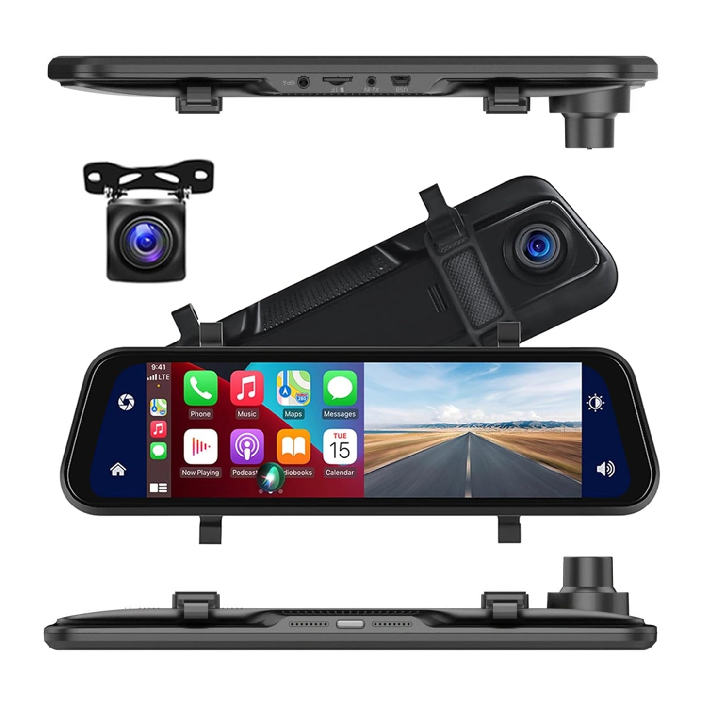 Mirror Dash Cam with GPS, 9.66in