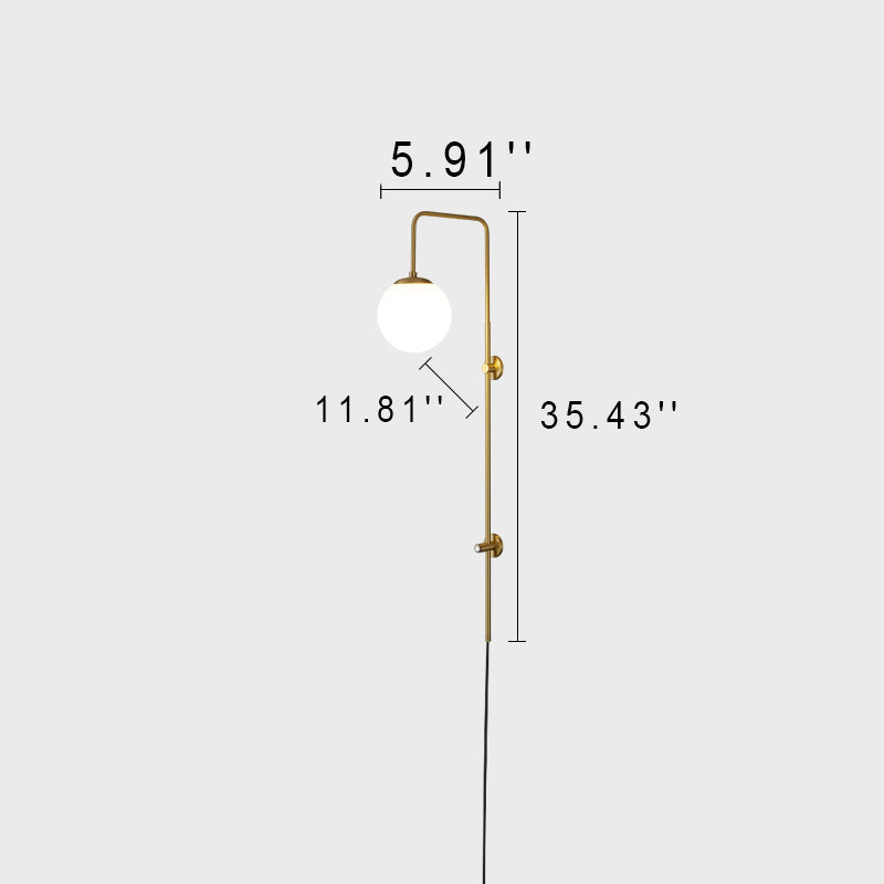 Simplicity Full Copper Long Bar 1-Light Wall Sconce Lamp
