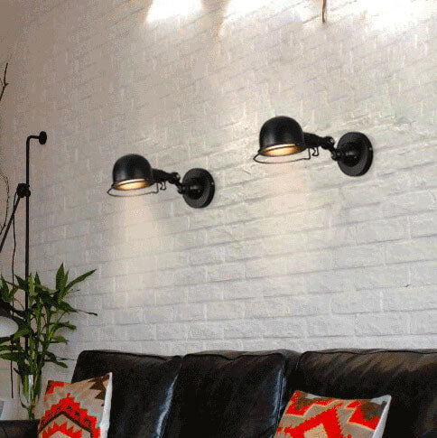 Iron Dome Shade Rotatable 1-Light Wall Sconce Lamp