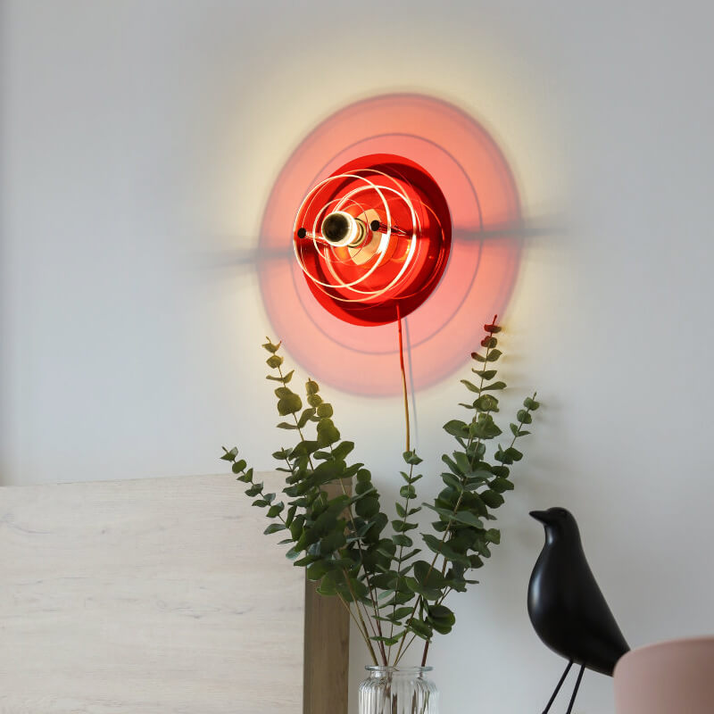 Stained Round Light Shadow Acrylic 1-Light Wall Sconce Lamp