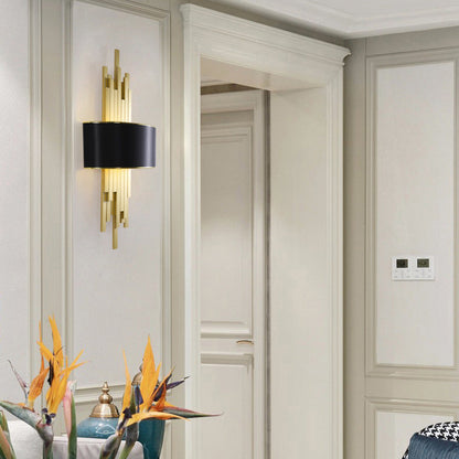 Modern Fabric Hardware Column 2-Light Wall Sconce Lamp