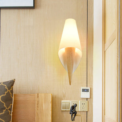 Wide Flare White Glass Shade 1-Light Wall Sconce Lamp