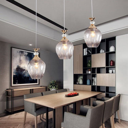Contemporary Nordic Gradient Glass Hardware Orb 1/3 Light Island Light Chandelier for Living Room