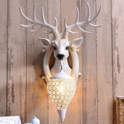 Vintage Antler Fruits Shade Resin 1-Light Wall Sconce Lamp