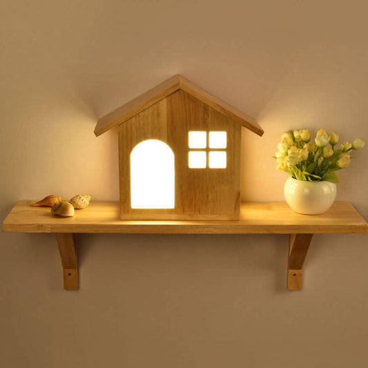 Wooden Small House LED Japanese Decorative Wall Sconce Lamp