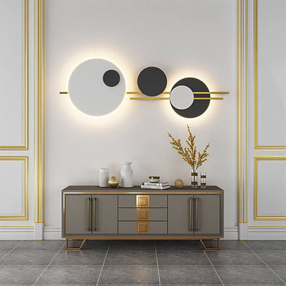 Round Iron Faux Leather LED Decorative Wall Mural Lamp