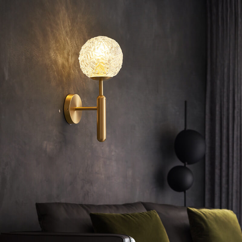 Modern Snowflake Crystal Globe 1-Light Wall Sconce Lamp