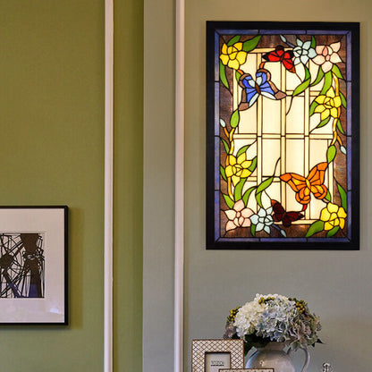 Tiffany Glass Rectangular LED Decorative Mural Wall Light