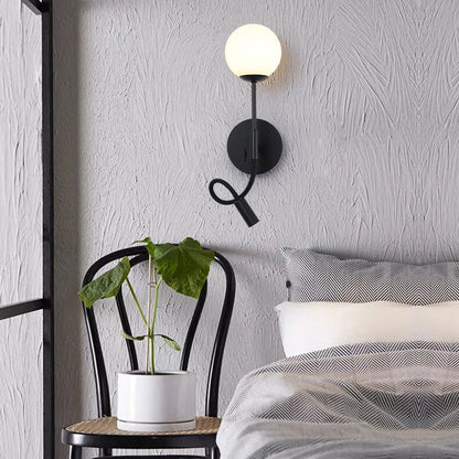 Round Glass Ball Silicone Hose 1-Light Wall Sconce Lamp