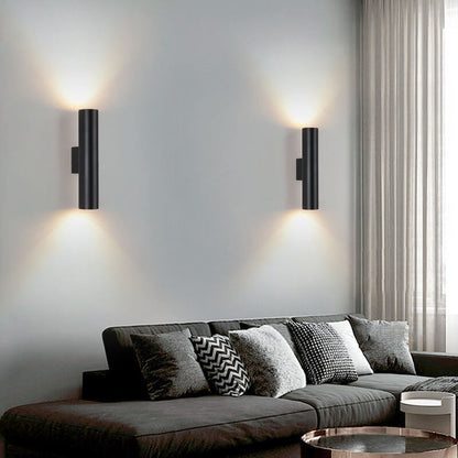 Simple Aluminum Cylindrical 2-Light LED Wall Sconce