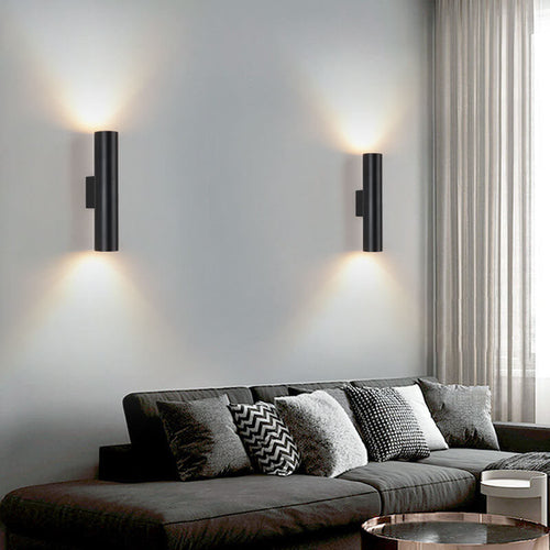Simple Aluminum Cylindrical 2-Light LED Wall Sconce
