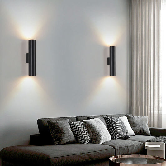 Simple Aluminum Cylindrical 2-Light LED Wall Sconce