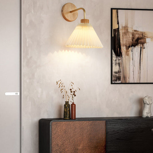 Minimalist Pleated Umbrella Shade 1-Light Wall Sconce Lamp