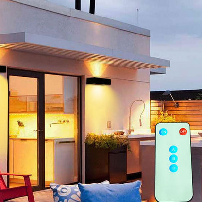 Outdoor Solar Remote Control Timing LED Wall Sconce Lamp