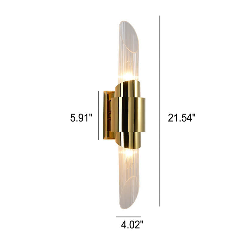 Stainless Steel Glass Column 2-Light Wall Sconce Lamp