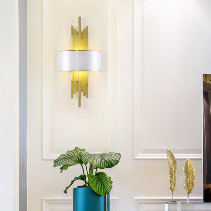 Modern Fabric Hardware Column 2-Light Wall Sconce Lamp